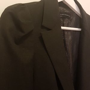 COPY - ZARA elevated shoulder tailored grey blazer